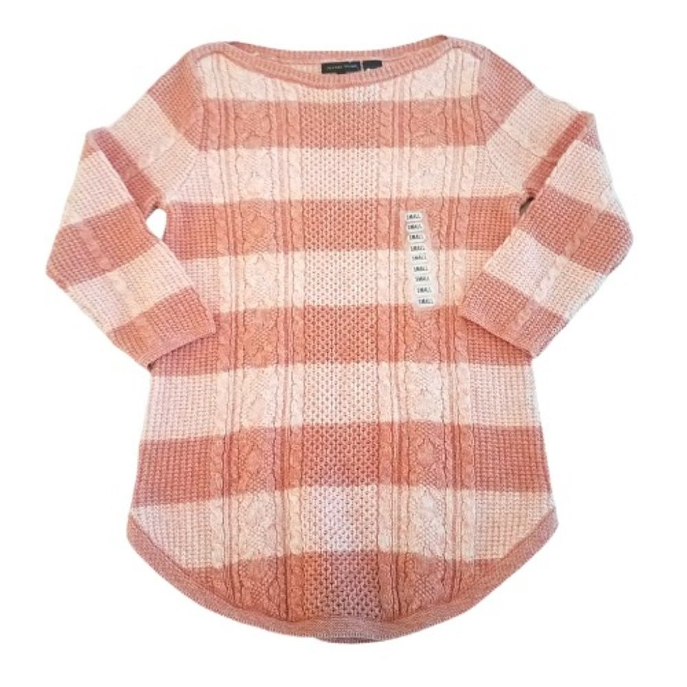Jeanne Pierre Coral Pullover Striped Sweater Small Size
